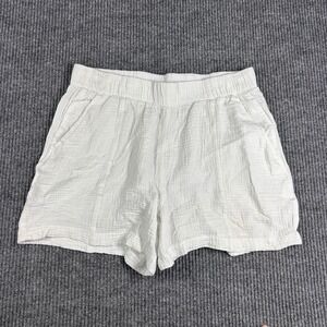 Coastal Comfort Shorts Womens L White Gauze Cotton Pull On Shorts Beach Casual